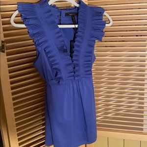 BCBG Maxazria Blue Blouse with Pleated ruffles